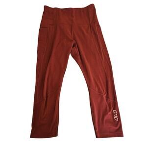 Lorna Jane Burgundy Capri Leggings Womens Small (Estimated) High Rise Pocket